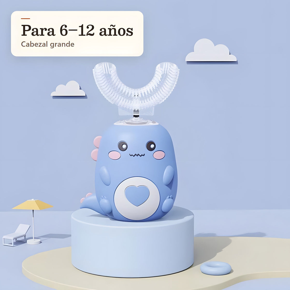 Cepillo infantil en U azul, modelo de 6 a 12 años