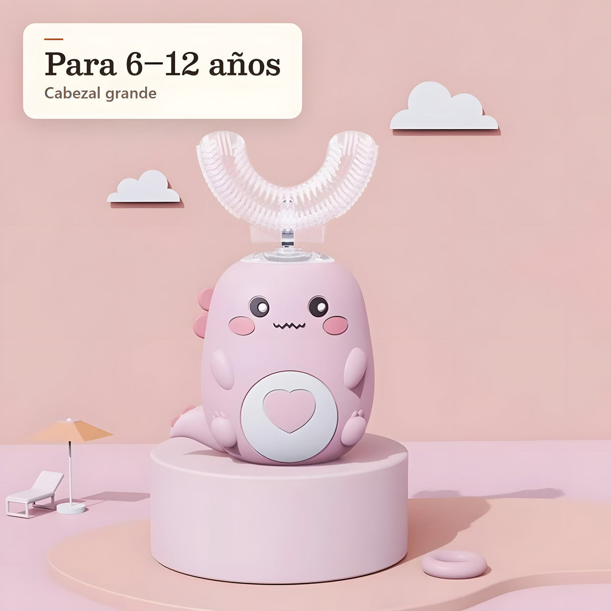 Cepillo infantil en U rosa, modelo de 6 a 12 años
