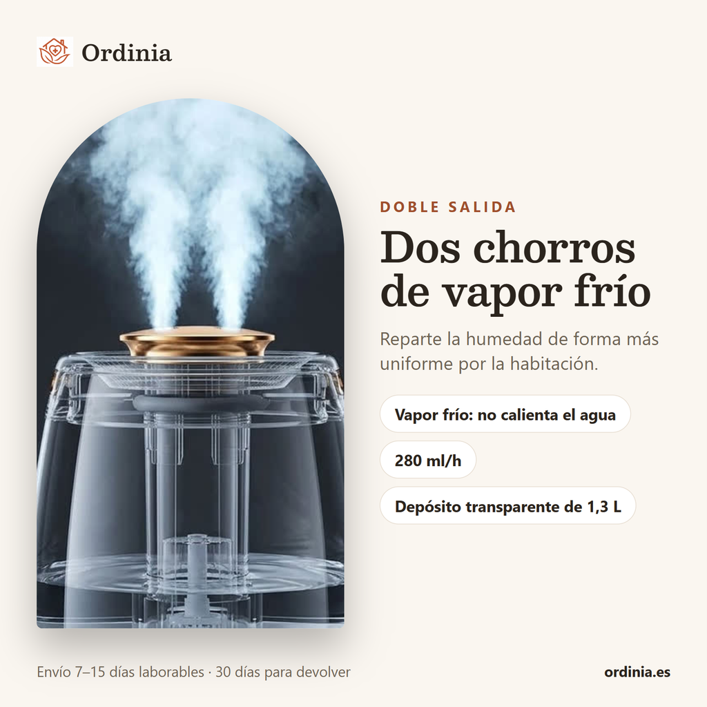 Doble salida de vapor frío del humidificador